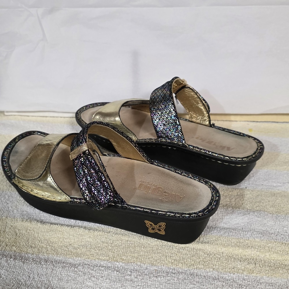 Alegria Women Sandal KAR 283 Glitz Gold Size 9 EUR 39 Shoes Sparkle Adjustable - Picture 7 of 15